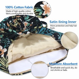 QBA Adjustable Working Cap with Button, Satin Lined Hat, Cotton Working Hat Sweatband, Elastic Bandage Tie Back Hats for Women & Men, One Size