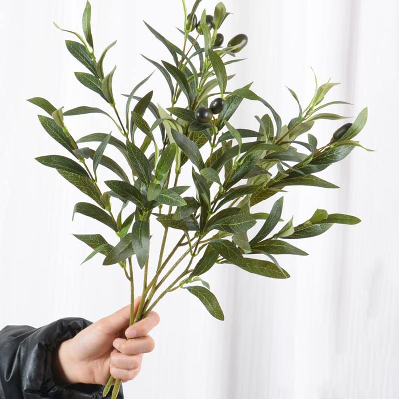 CURTEK 4 Pcs Artificial Olive Branches for Vases 19 Inch