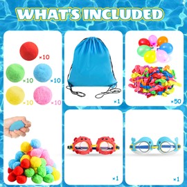 103 Stück Tauchspielzeug für Kinder, Wasserspielzeug Kinder Schwimmbad für Tauchtraining, Bunt Gemischt Wasserballons, Meerjungfrau Schwimmbrille, Schwimmbad Spielzeug