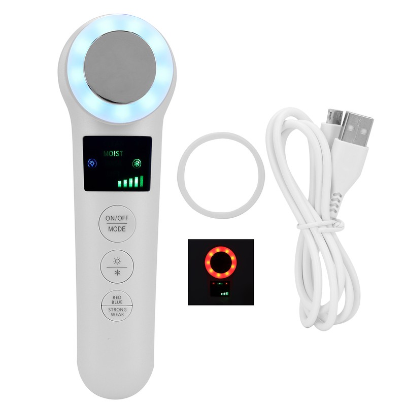 Hot Cold Face Massager Handheld Facial Vibration Massager Red Blue