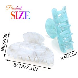 Gortin Acrylic Claw Clips Medium Hair Clips Nonslip Hair Claw for Thick Hair Fancy Hair Accessories for Women (G-White+Light blue, Free size)