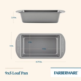 Farberware Nonstick Bakeware 9-Inch x 5-Inch Loaf Pan, Gray -