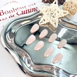 Pink Press on Nails Short Almond False Nails Glossy Full Cover Glue on Nail Glitter Acrylic Fake Nail Reusable for women