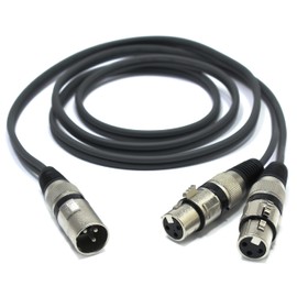 VITALCO XLR Splitter 1.5 m Audio Adapter XLR Male to 2x XLR Female 3-Pin Splitter Cable Y Cable Tailer Male to Dual Female