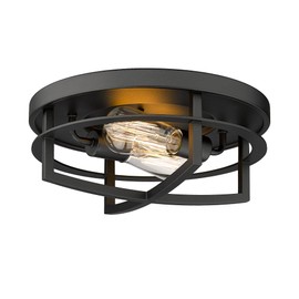 FEMILA Ceiling Light Fixture,2-Light Farmhouse Flush Mount Ceiling Light for Hallway Foyer Bedroom,13 inch Black Finish,4FW01-F BK