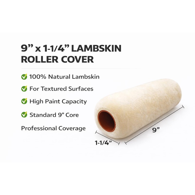 Tru-Lamb 9" Lambskin Paint Roller Covers – 100% Natural Lambswool