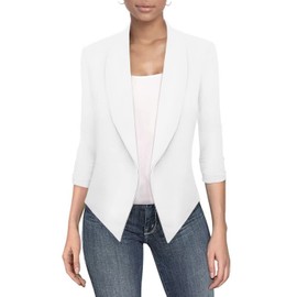 Hybrid & Company Versatile and Modern Women's Nylon Ponte De Roma Open Blazer Jacket JK1133X 1073T White 2X