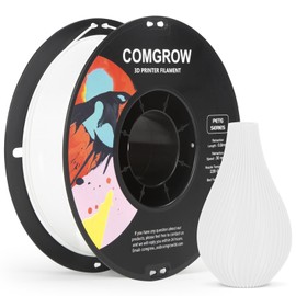 Comgrow PETG 3D Printer Filament 1.75mm, High Precision and Tough 3D Printer Filament (2LBS), Dimensional Accuracy +/- 0.02 mm, Fit Most 3D Printers White