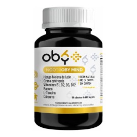 Hongo Melena Leon Premium, Complejo B, Cafeína, Vitaminas B12, Cúrcuma | Concentracion Láser, Memoria, Claridad Mental | Nootrópicos Complex Oby | Trabajo - Estudio | Energía Limpia | Mujer y Hombre