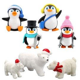 7PCS Christmas Miniature Ornament Miniature Penguin, Bear Christmas Decorations for Home Decoration DIY Fairy Garden Ornaments