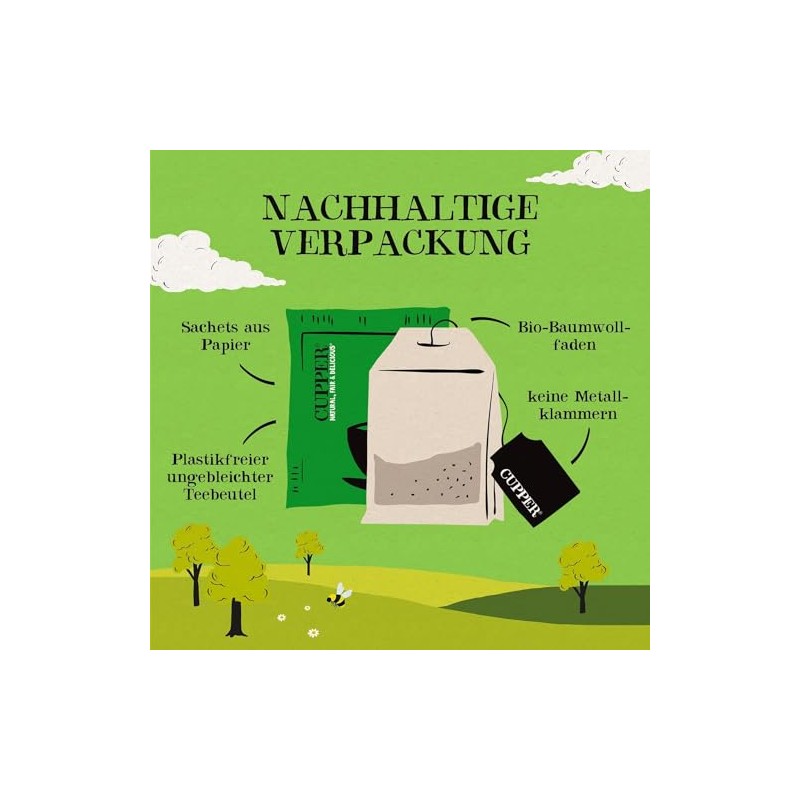 Cupper Organic Herbal Tea Sustainable Mint, Liquorice Free, 20 Unbleached