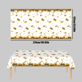 Pack of 2 Tablecloths with Construction Theme, 137 x 274 cm, Plastic Construction Tablecloth, Truck Party Accessories for Construction Birthdays for Children, Boys