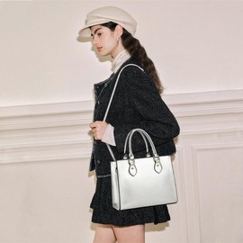 CHICAROUSAL Crossbody Purses and Handbags for Women PU Leather Tote Top Handle Satchel Shoulder Bags, Silver