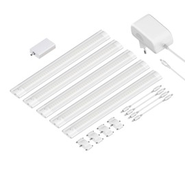 ledscom.de Siris Smart LED Under-Unit Light White Matt with WLAN Controller, Flat, Smart Home, Alexa Enabled (Echo) 30 cm, 370 lm each, White, Dimmable, Set of 5