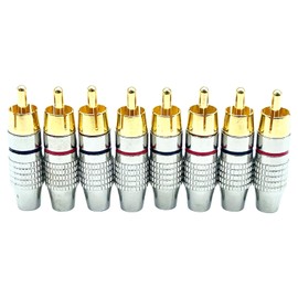 TIGRE BLANC RCA Plug Terminal Gold Plated Pin Plug Pin Jack RCA Cable Audio Cable Red Black 8pcs Set