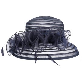 McBurn Amarna Women's Feather Striped Bell Hat Summer Winter, blue