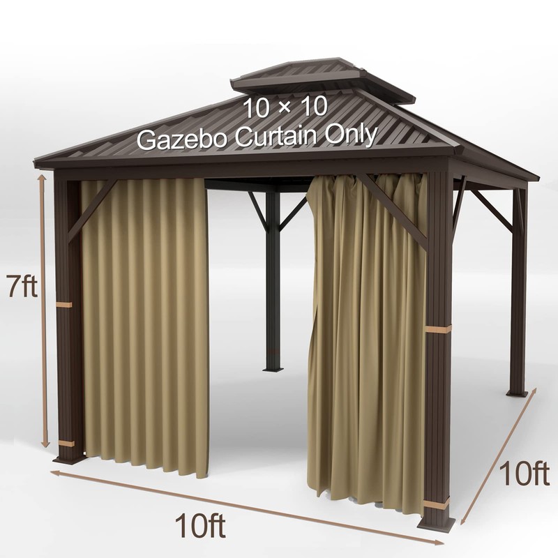 Gazebo Universal Replacement Privacy Curtain – Hugline 10' x 10'
