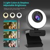 60FPS 1080P Auto-Focus HD Webcam with Ring Light and Privacy