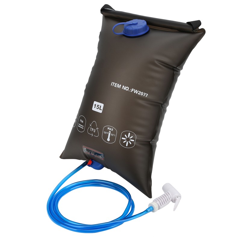 15L Outdoors Foldable Shower Bag with Shower Nozzle for Hiking