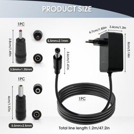 LANAFAY AC to DC 24V 1.5A Power Supply, Plug 5.5 mm x 2.1 mm with Selectable 5.5 mm x 2.1 mm, 3.5 mm x 1.35 mm Plug Tips, Plug EU, for LED Strip Routers CCTV Cameras TV Box WLAN Router, 2000mA Max