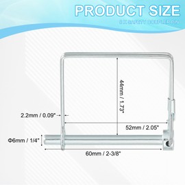 PATIKIL Trailer Coupler Pin 1/4x2x1.73(D*L*IW), 8 Pcs Wire Lock Pin Square Shaft Locking Pins Safety PTO Hitch Pin for for Farm Trailer Tractor Truck Boat Towing (6x50x44mm)
