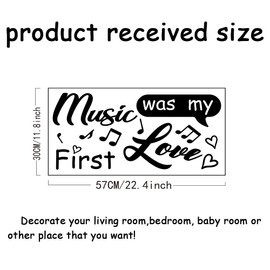 SUPERDANT Music Wall Sticker Book Wall Sticker Phonogram Inspirational Sticker Wall Sticker Music Was My First Love Transfer Vinyl Wall Sticker Quotes Art Wall Picture for Bedroom and Living Room