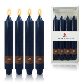 9 Inch Pillar Candle Candlesticks Unscented Dripless Dark Blue Tapered Candle Set for Halloween Thanksgiving Home Decor, 4 Packcolor: Black, size: 9inch