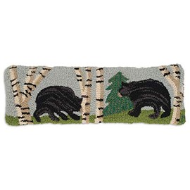 Chandler 4 Corners Artist-Designed Bear in The Woods Hand-Hooked Wool Decorative Throw Pillow (8 in x 24 in) Wildlife Pillow for Couches & Beds - Low Maintenance - Nature, Wilderness Pillow