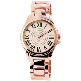 Excellanc 1800118 Women's Watch Metal Link Bracelet Folding Clasp Analogue Quartz, Rose gold coloured, Bracelet