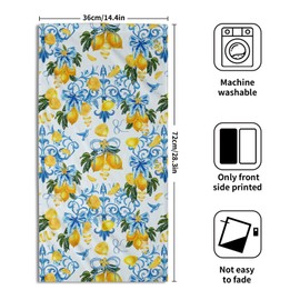 Giwawa Yellow Lemon Hand Towels Set of 2 Floral Leaves Absorbent Microfiber Soft Dish Cloths Tea Towel for Kitchen Bathroom Home Spa Hotel Decor