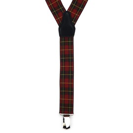 TigerTie Unisex Y-shaped braces with 3 extra strong clips, colour in chequered, high-quality workmanship, width 35 mm, Red, yellow, black