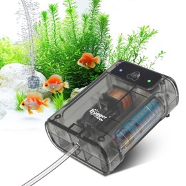 hygger Battery Powered Aquarium Air Pump, Quiet Black Translucent Thick Shell Portable Fish Tank Bubbler Aerator for Outdoor Fishing, Power Outage, Emergency, 3.5W for Up to 100 Gallons Tank