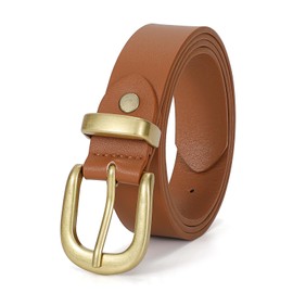VONMELLI Women Casual Leather Belt Fashion Ladies Waist Belt for Jeans Pants Dress Belt with Gold Buckle Brown M