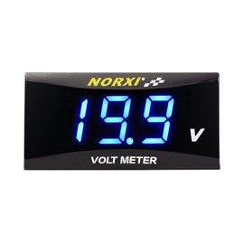Motorcycle Digital Voltmeter DC 12V Voltage Meter Waterproof Volt Meter for Car Motorcycle with Low Voltage Alarm Function (Blue)