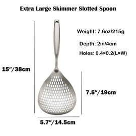 ZDFQly Large Skimmer Slotted Spoon, 304 Stainless Steel Spider Strainer Spoon for Cooking and Frying, Pasta Strainer, Kitchen Tools