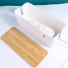 Vctitil 11.81x4.72x4.53inch Cable Management Box with Bamboo Lid,with 5Pcs Cable