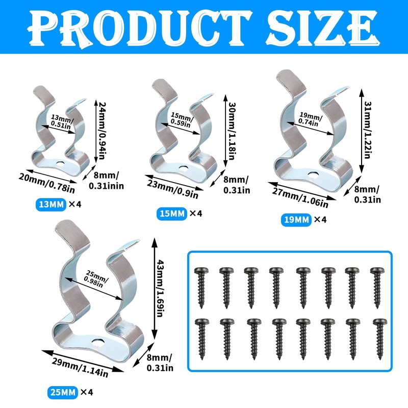 XZSKD 16 Pcs Tool Clips, Spring Clips Metal, Terry Clips,