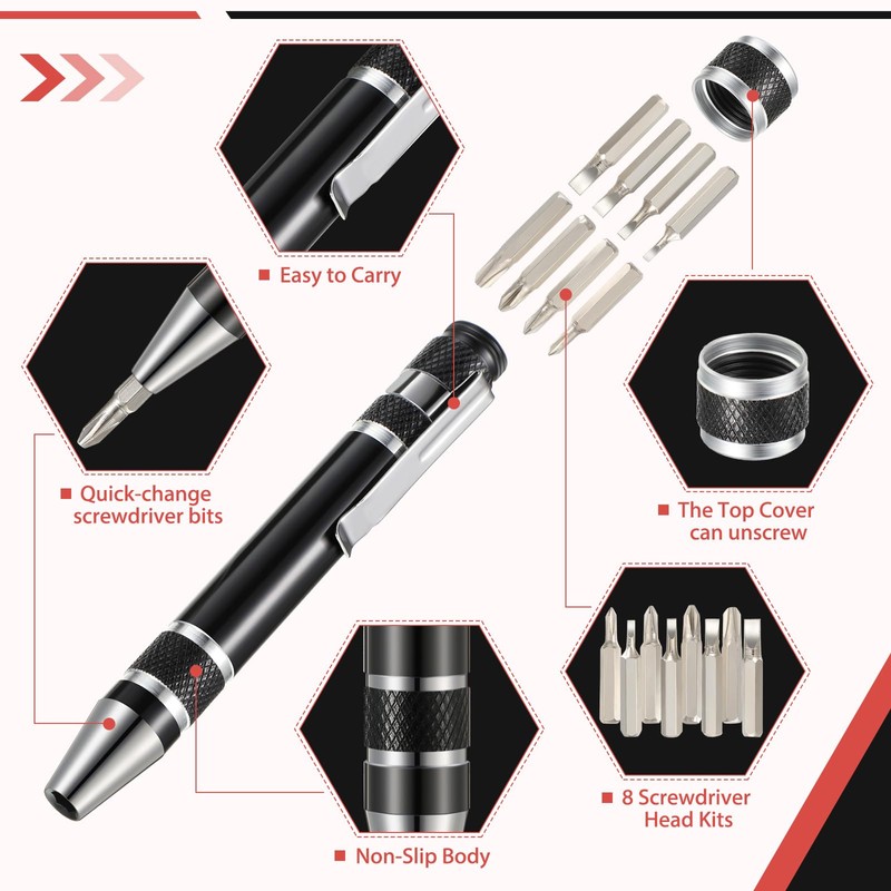 Mudder Pen Screwdriver Gifts Multitool Handy Tool 8 in 1