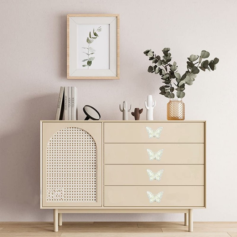 CPELLESSE 6 pcs Butterfly Cabinet Knobs, Crystal Cupboard Pulls Kitchen