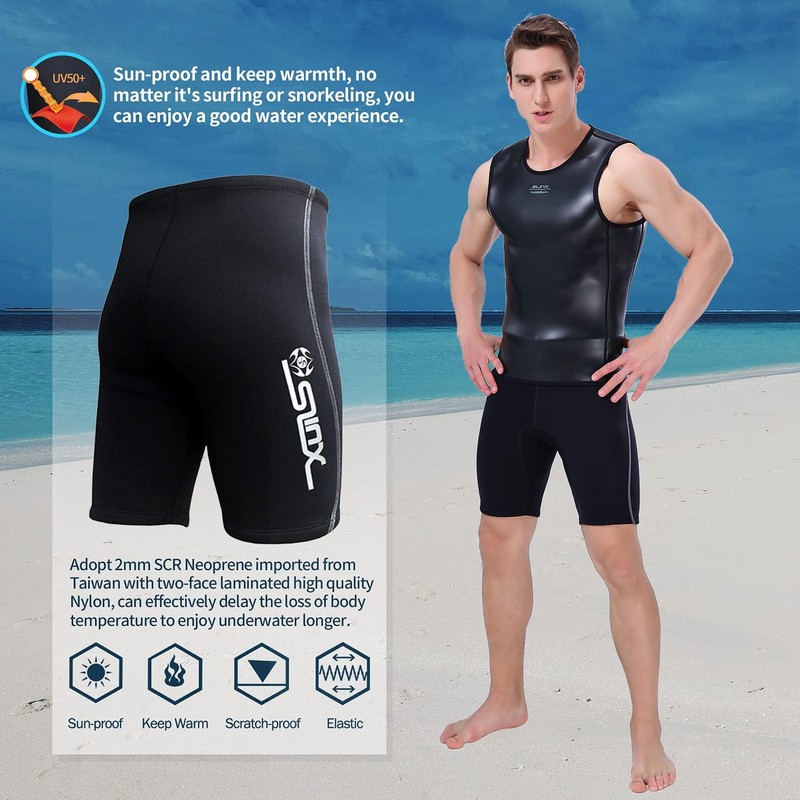 Dizokizo Men Wetsuit Short Pants 2mm Neoprene Shorts for Scuba