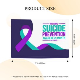 Suicide Prevention Awareness Month Purple Ribbon Banner 47x71in Decorations Porch Yard Signs Tapestry Backdrops Party Decor Supplies Background Flag