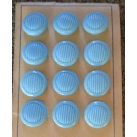 Vintage  card of 12 ~  3/4 Baby Blue Line Glass Buttons~ new/old stock