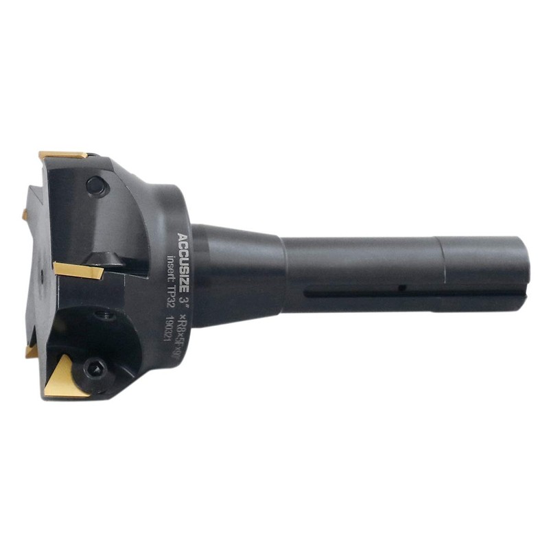 Accusize Industrial Tools 3'' Carbide Indexable End Mill, R8 Shank,