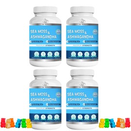BIO VITALICA Sea Moss Ashwagandha Gummies - Organic Irish Seamoss & Ashwa Root Powder Supplements for Supporting Energy & Immunity for Men and Women - 4 Packs