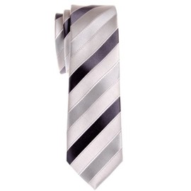 (ritori-zu) Retreez 3 Colors Stripe Pattern Micro Fiber Cloth Weave Thin Necktie Tie – More Colors Available - grays