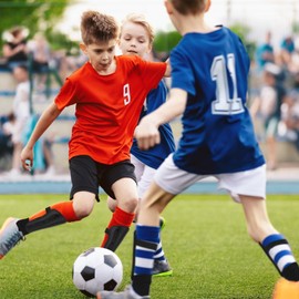 BLAZDEVE Football Shin Pads for Toddler Kids Youth, Non-Slip Shin Guards with Ankle Protection, Kid Soccer Training Equipment for Football, Hockey, Rugby (Black, L 8-15th)