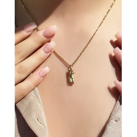 Vingt Deux Female Form Sculpture Body Necklace for Women - Gold Plated Figure Pendant Necklace - Female Empowerment Gold Necklaces - Creative Gold Pendant Necklace for Birthday and Graduation Gift