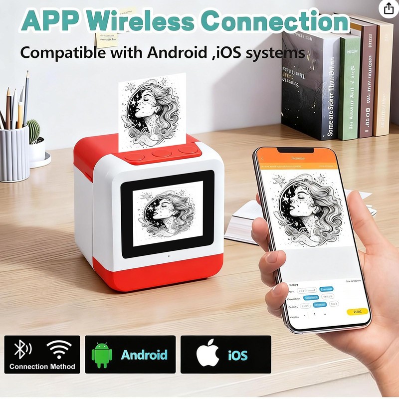 Lqqyee Smart AI Voice Sticker Maker Machine,Mini Sticker Printer for