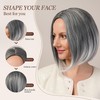 Stylophyx Silver Gray Bob Wig 12 Inches Short Bob Wig