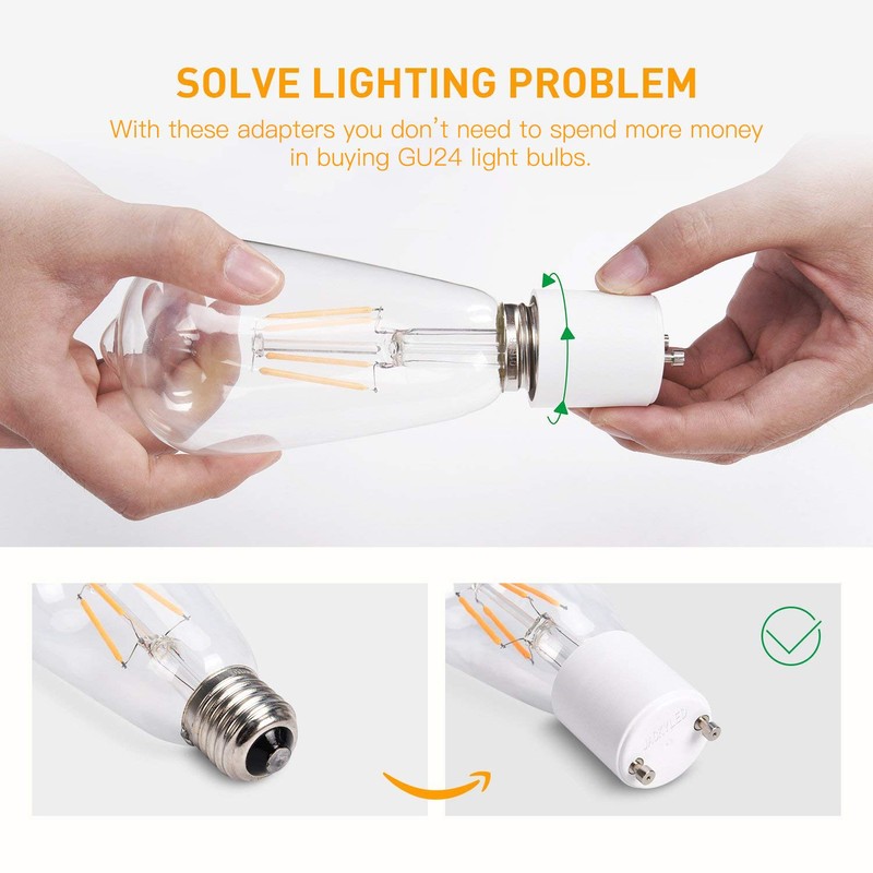 JACKYLED GU24 to E26 E27 Adapter 8-pack Heat Resistant Up